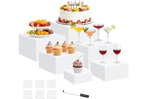 6 Pcs Buffet Risers, Acrylic Food Risers for Buffet Table, 6 Sizes (3x4x5x6x7x8 Inch) Display Stand Shelf for Party Catering 