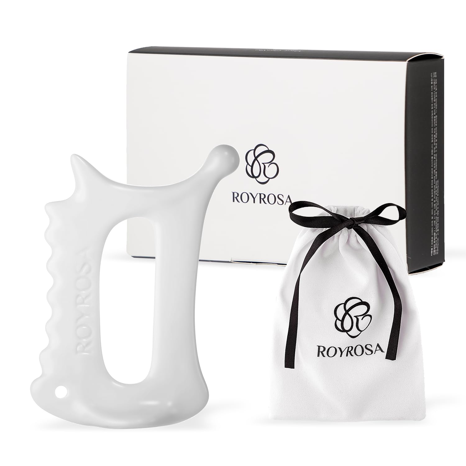 ROYROSA® 로이로사 매직괄사, 100% Ceramic Guasha, Facial and Body Acupuncture Therapy, Reduce fine Lines, Wrinkles and Muscle tensions, Made in South Korea (ROYROSA GUASHA)