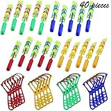XY-Tech 40pcs Rocket Slingshot Copters with LED Lights Arrow Slingshot Helicopter Party Favors for Kids Adult