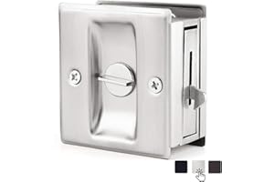 HOMOTEK Privacy Pocket Door Lock Hardware with Pull - Replace Old Or Damaged Sliding Door Locks Quickly and Easily, 2-3/4”x2-