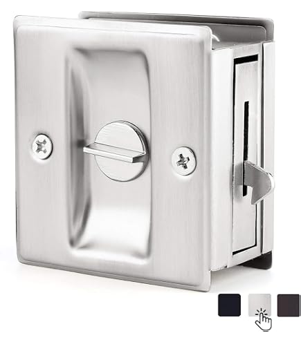 Designers Impressions Satin Nickel Pocket Door Lock - Privacy Lock With Strike Plate (2-1/2" X 2-3/4") - View #11