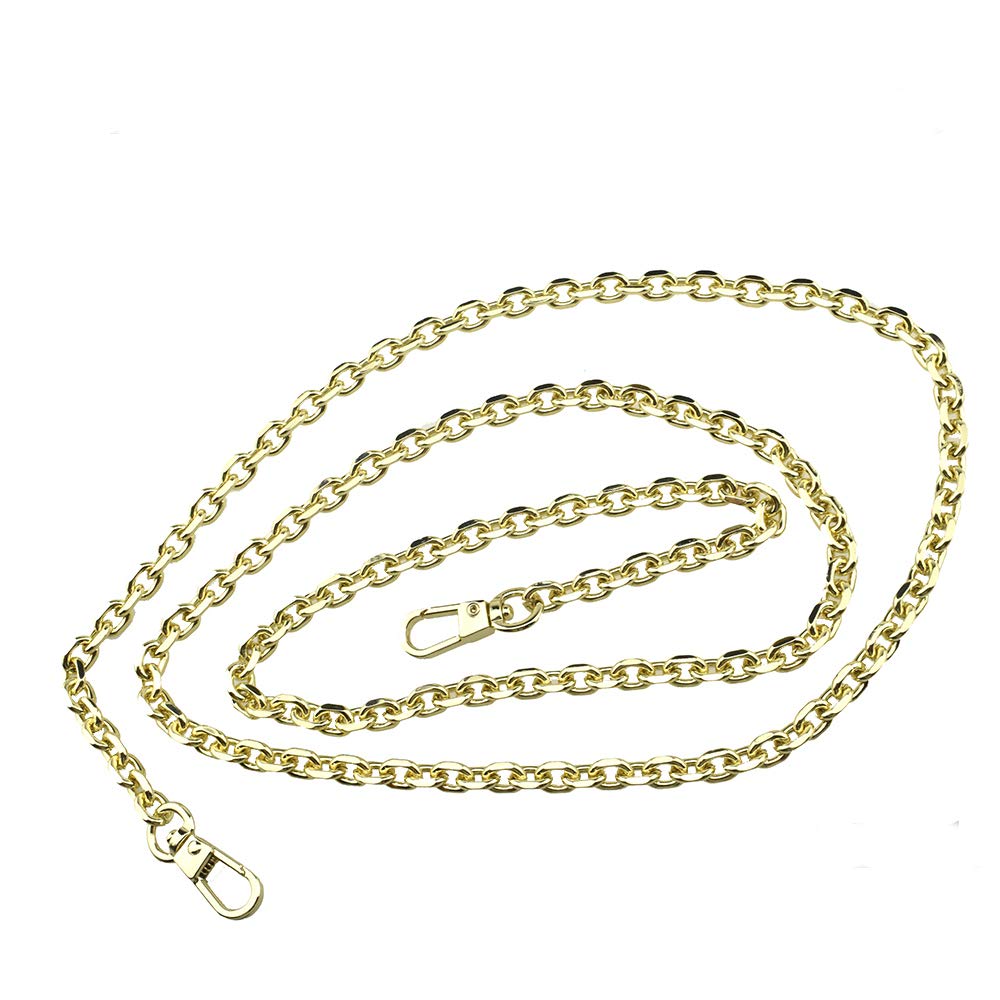 HAHIYO Mini Pochette Purse Chain Strap Thin Wide 6mm for LV Length 43.3 inches Thick 2mm Shiny Light Gold for Shoulder Cross Body Sling Handbag Wallet Clutch Comfortable Flat Metal Strap 1 Pack