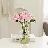 CYGJSYEA 10-inch Tall Glass vase, a Simple and Sturdy Flower Container, Perfect for Dining Tables, Living Room and Table Placement (White)
