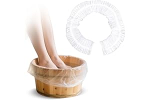 YYLAIIRE 25pcs Plastic Pedicure Liners Disposable, Elastic Pedicure Bowl Liners, Fits Most Foot Bath and Spa Salon Chair Tub, for Foot Massage Hotel Home Use, One Size (White)