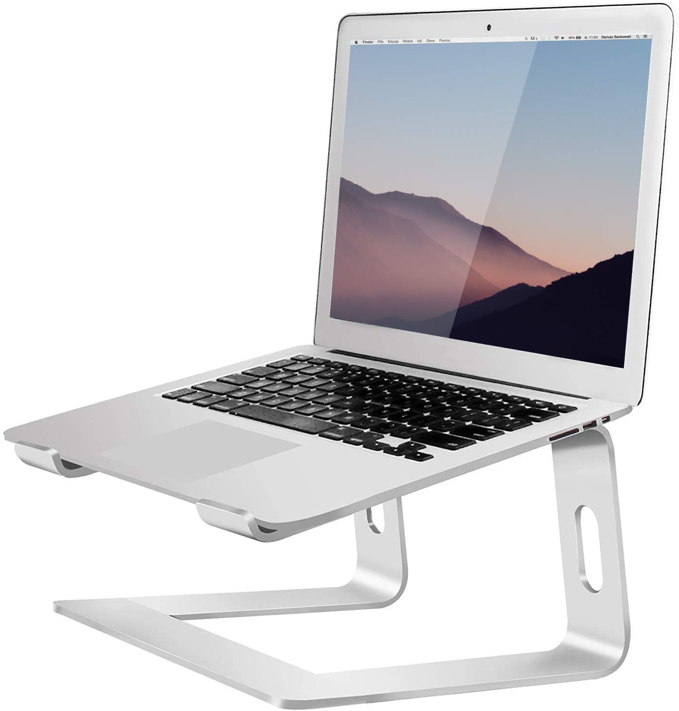 Orionstar Laptop Stand for Desk, Aluminum Laptop Riser, Portable Computer Stand for Apple Mac MacBook Air Pro 10-15.6 Inch Notebook Computer, Detachable Ergonomic Elevator Holder Macbook Stand, Silver