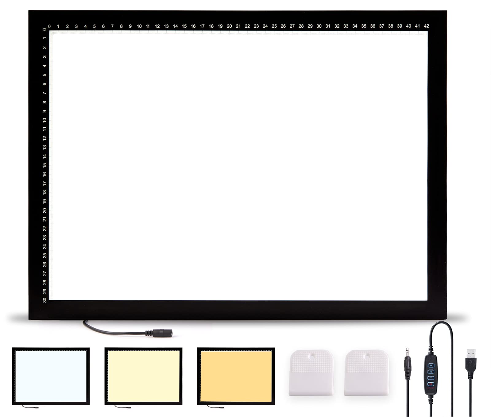 SanerDirect A3 Light Pad, 3 Colors Light Setting and Stepless Adjusted Brightness Tracing Box for Diamond Painting, Ultra-Thin LED Drawing Board with Clips (Upgraded)
