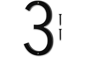 Discovered Designs 5" (3) Modern Address House Numbers for Outside - Easy to Install 3D Matte Black Acrylic Individual Numbers for Address on House, Weatherproof No Rust, Made in USA, Includes 2 - 3/4" Screws, Door Mailbox Number Home Address Number
