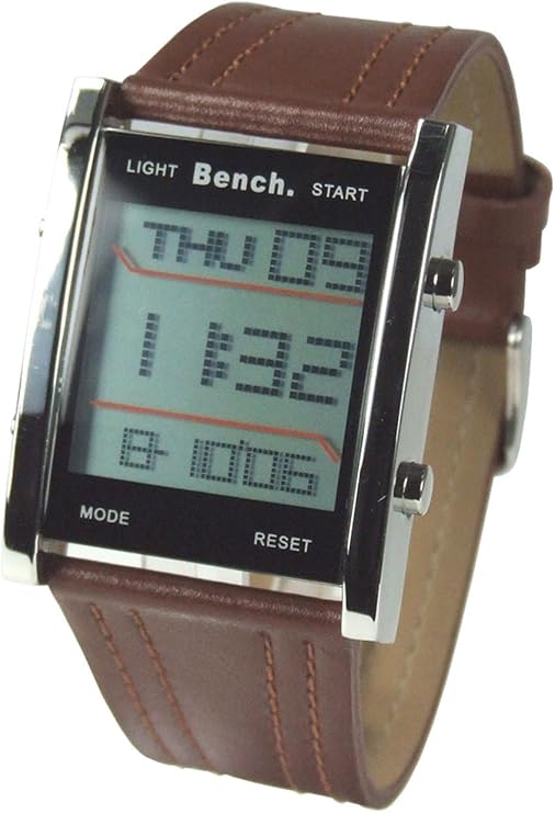 Bench Gents Lcd Brown Strap Watch Amazon.co.uk Watches