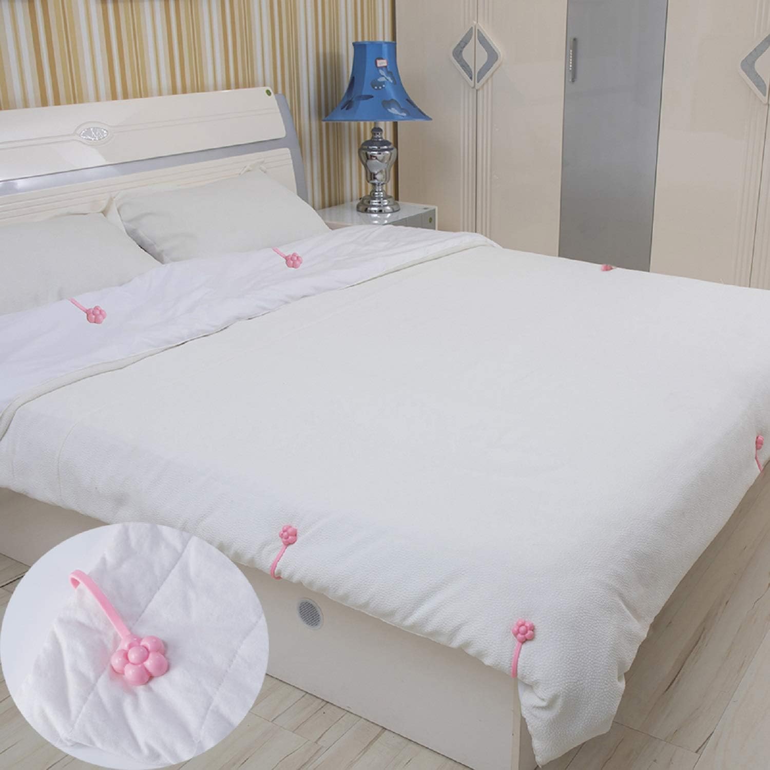 NSKER Duvet Clips - Much durable safter than the Traditional Bedding Pins - Could be used as Duvet Donuts duvet fasteners Comforter Pins Curtains Pins or to secure sofa covers (One bed need 8 sets)
