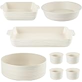 Pyrex 8-Piece Ceramic Complete Nonstick Bakeware Set | Lead and cadmium free, preheated oven safe, nonstick pie, casserole, cake, lasagna oven pans, for baking, roasting, steaming