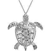 Textured 925 Sterling Silver Good Luck Sea Turtle Pendant Necklace, 20"