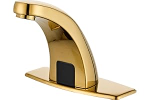 HALO SANITARY Touchless Bathroom Faucet Automatic Motion Sensor Grifo automático del Sensor Robinet capteur automatique with Hole Cover Deck Plate Gold CEC DOE