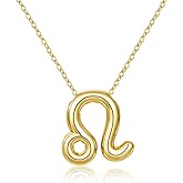KissYan Zodiac Necklace, 14K Gold Plated Bubble Constellation Horoscope Sign Pendant Astrology Jewelry Birthday Gifts for Women
