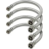 Highcraft Faucet Hose Connector 12" Length, 1/2" IPS X 3/8" Comp FIP Flexible Braided Stainless Steel Supply Line, Bathroom Kitchen Sink Extension Lead-Free (4 Pack)