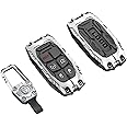Heavy Zinc Alloy Key fob Cover, Keychain, Key Case, Accessories Compatible with Jeep Grand Cherokee Renegade Dodge Durango Challenger Wrangler Patriot Grand Comander Journey Chrysler (Model-A Silver)