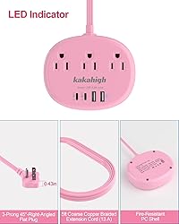 Pink Extension Cord with Surge Protected 1080J - 5