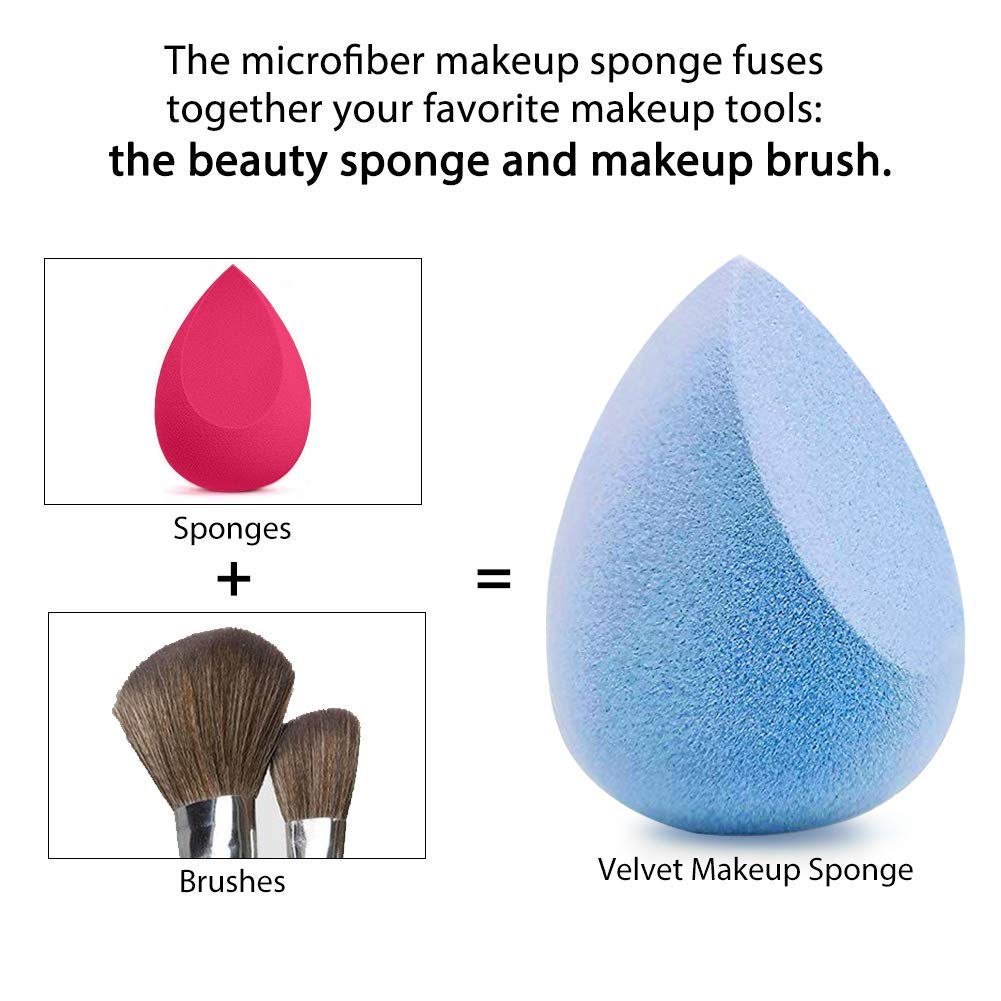 BAIMEI 4Pcs Microfiber Velvet Beauty Sponge, Fuzzy Beauty Sponge Blender Set, Latex-Free Makeup Sponge for Liquid Foundation, Cream and Powder : Beauty