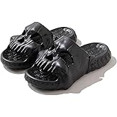 Mergrub Skull Slides Slippers for Women Men Thick Sole Pillow Slippers Cushioned Shower Sandals Non Slip Halloween Shoes