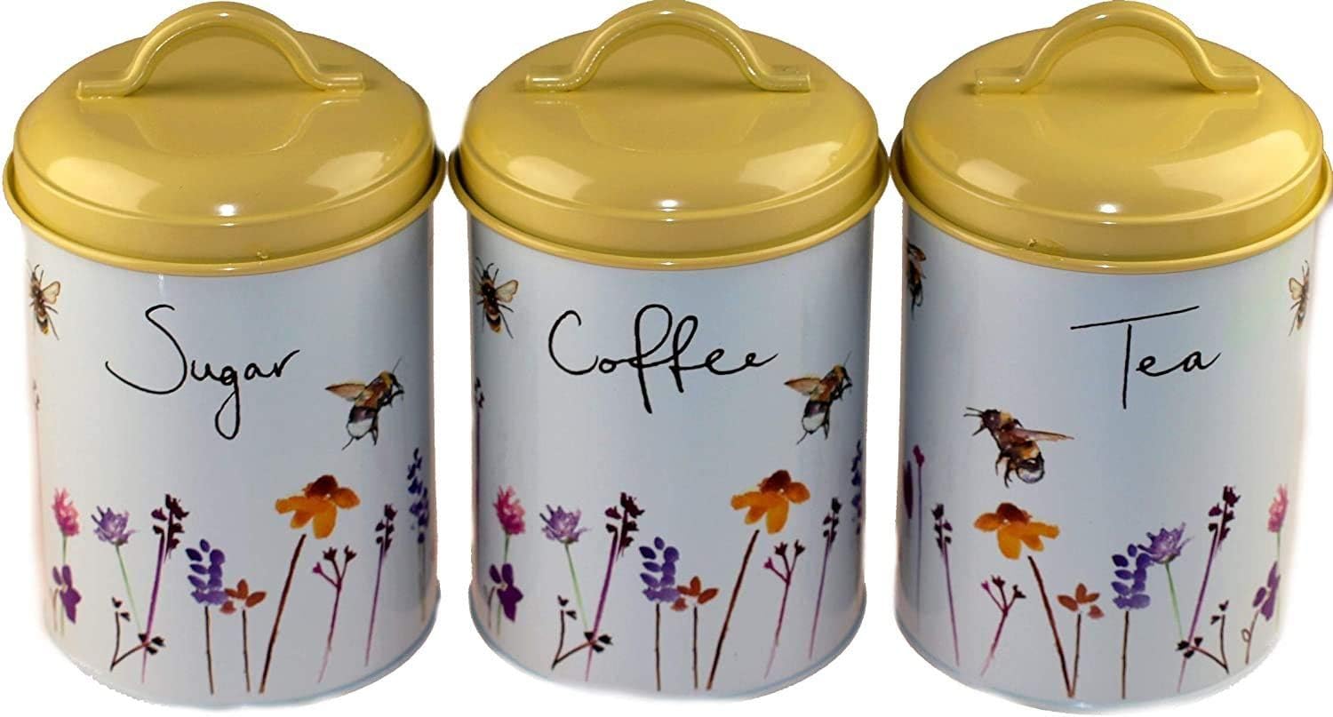 bee tea coffee sugar canisters