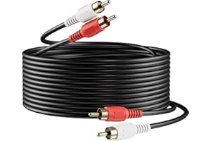 Sjorks RCA Cable 50ft,2RCA Male to 2RCA Male,Audio Stereo Subwoofer Cable [Hi-Fi Sound] Auxiliary Audio Cord for Home Theater