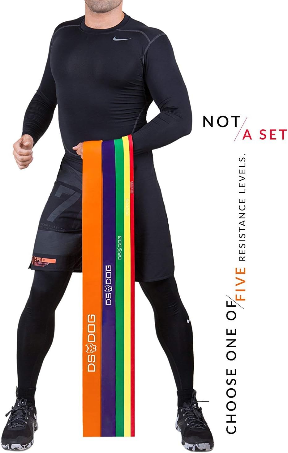 Resistance Band By DS DOG - Workout Band With 10-35 Pounds In Resistance - Crossfit Pull Up Bands For Home Or Gym - Powerlifting Exercise Bands - Extra Durable Natural Latex - with eGuide - Red