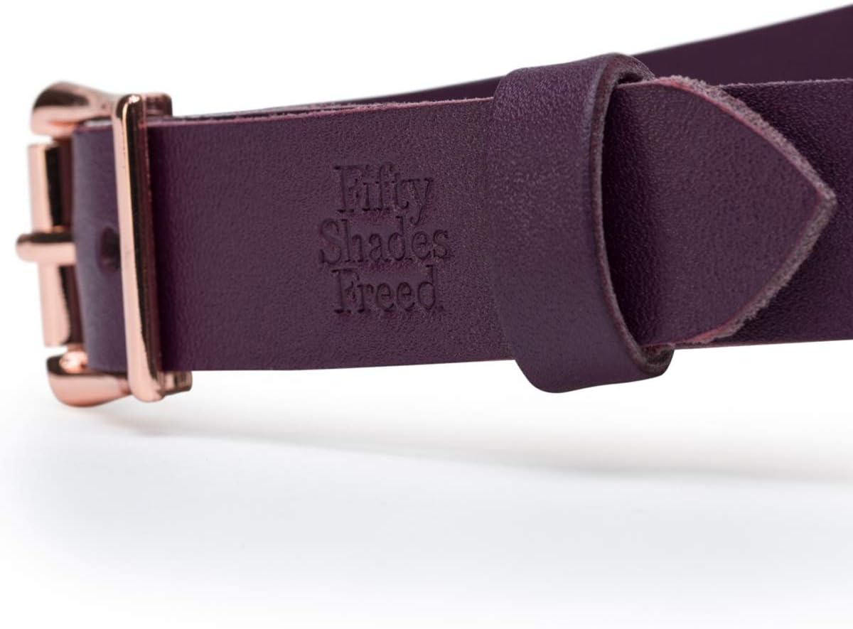 Fifty Shades Freed Cherished Collection Leather Blindfold, Purple - Image 3