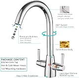 Heable Kitchen Mixer Tap Dual Lever Chrome Swivel Spout UK Fittings view 2