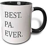 3dRose Coffee Mug, Best Pa Ever, Two-Tone Black/White, 15oz - Coffee Mug for Dad, Heartfelt Gift for Dad, Best Papa Coffee Mug for Morning Brew - Dad's Birthday Gifts Idea - Unique Best Dad Ever Mugs