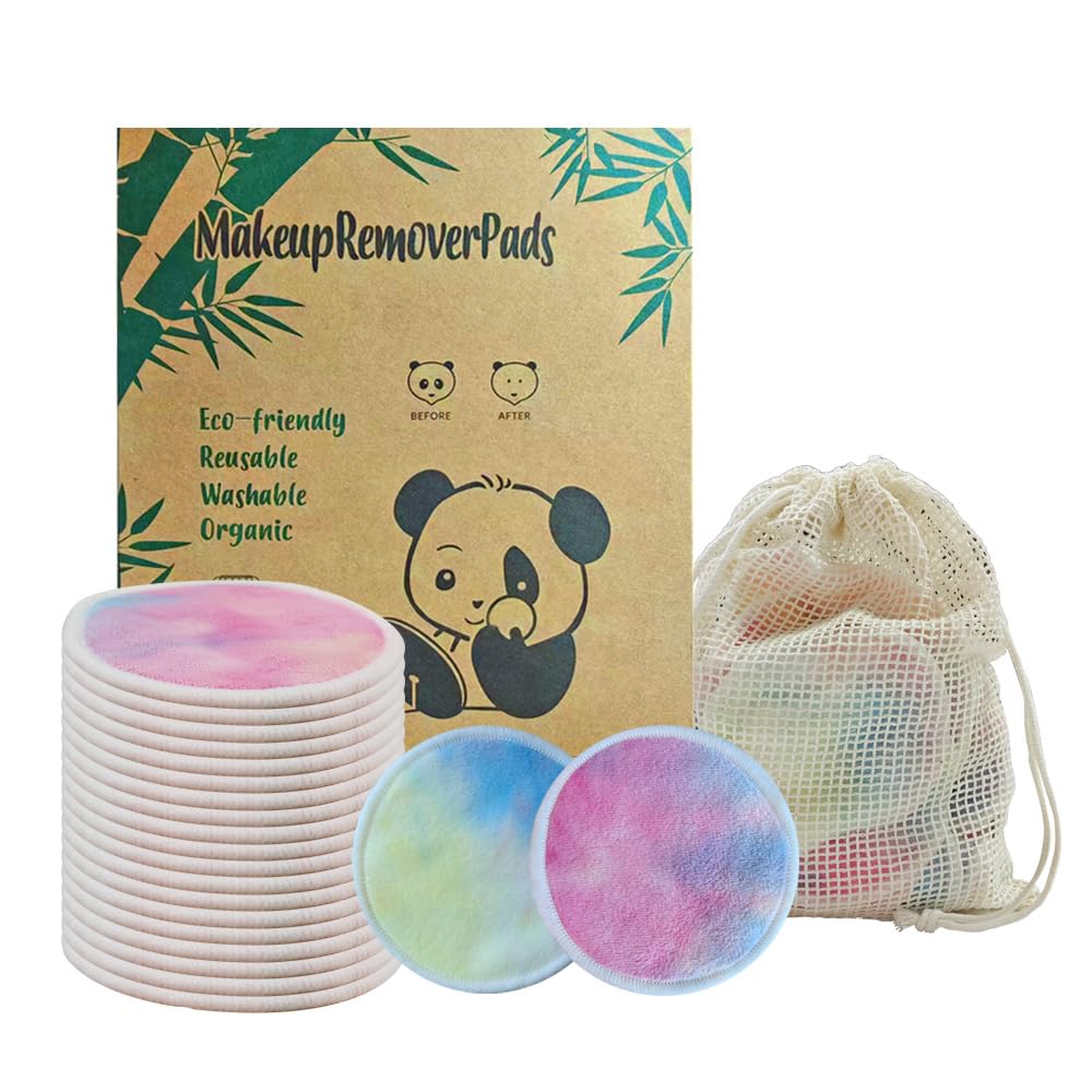 Photo 1 of Sopurrrdy 28 Pack Reusable Makeup Remover Face Pads with Laundry Bag Washable Soft and Comfortable Cleaning Face Skin,Washable Bamboo Cotton Rounds Colorful