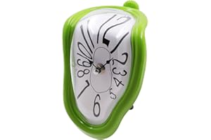 OHmaker Melting Clock Dali Melted Clock Gift Decor Art Inspired Wall Clock Twisted Shelf Hanging Surrealist for Decorative Shop Office Home Desk Arbic Green
