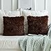 MIULEE Pack of 2 Luxury Faux Fur Throw Pillow Cover Deluxe Decorative Plush Pillow Case Cushion Cover Shell for Sofa Bedroom Car 18 x 18 Inch Chocolate