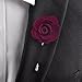 Men's Handmade Flower Lapel Pin Brooch Boutonniere Stick Burgundy Wedding Tuxedo Corsage Suit ciciTree