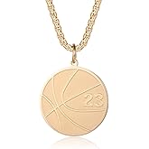 Susook Basketball Number Necklace for Boys Gold Stainless Steel Basketball Pendant Sport Jewelry Gifts for Men