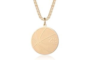 Susook Basketball Number Necklace for Boys Gold Stainless Steel Basketball Pendant Sport Jewelry Gifts for Men