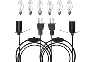 SANJOON Salt Lamp Cord Replacement Parts with 5 FT Lamp Cord 6 Pcs 15W Bulbs,Compatible with Himalayan Salt Lamp Salt Rock Lamp String Light with Dimmer Switch(2 PCS)