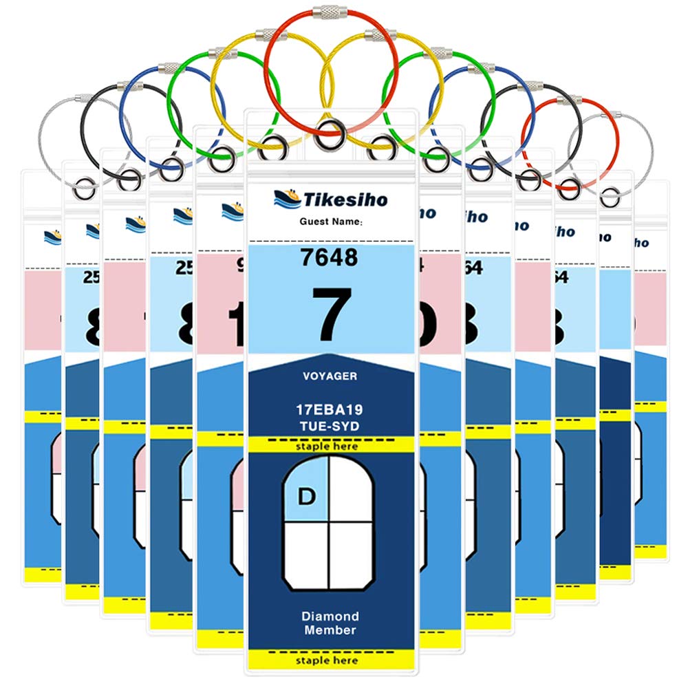 Cruise Luggage Tags for Suitcases, Cruise Essential Holders, 12 Pack Luggage Tag Holders 2025 & 2026 for NCL, Princess, Carnival, Royal Caribbean - Cruise Essentials