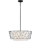 Minka Lavery 17065 5-Light Oil Rubbed Bronze Pendant with White Linen Shade