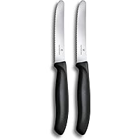 Victorinox Swiss Classic 4.3 Inch 2 Piece Tomato and Table Knife Wavy Edge Black