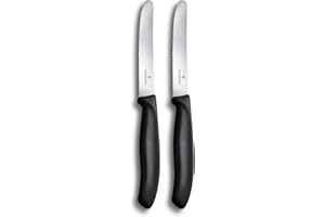 Victorinox Swiss Classic 4.3 Inch 2 Piece Tomato and Table Knife Wavy Edge Black