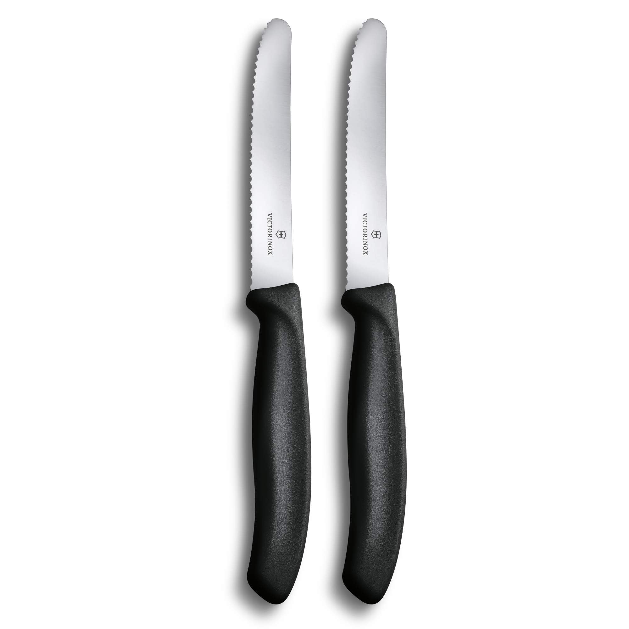 Victorinox Swiss Classic, Breakfast knife, Bread roll knife, Sharp blade, Serrated edge, 11 cm, Plastic handle, Stainless steel, Set of 2, Black — image 1