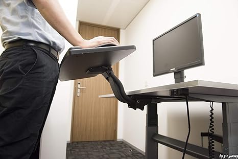 Rife Ergonomics Adjustable Height And Angle Ergonomic Under Standing Stand And Up Desk Keyboard Drawer Tray With Negative Tilt Amazon In Industrial Scientific