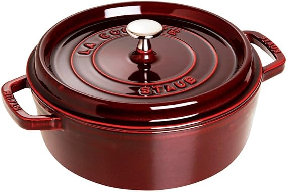 STAUB Shallow Wide Round Cocotte, 6 Qt, Grenadine