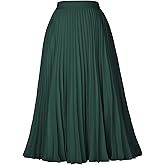 Kate Kasin Women's High Waist Pleated A-Line Swing Skirt KK659