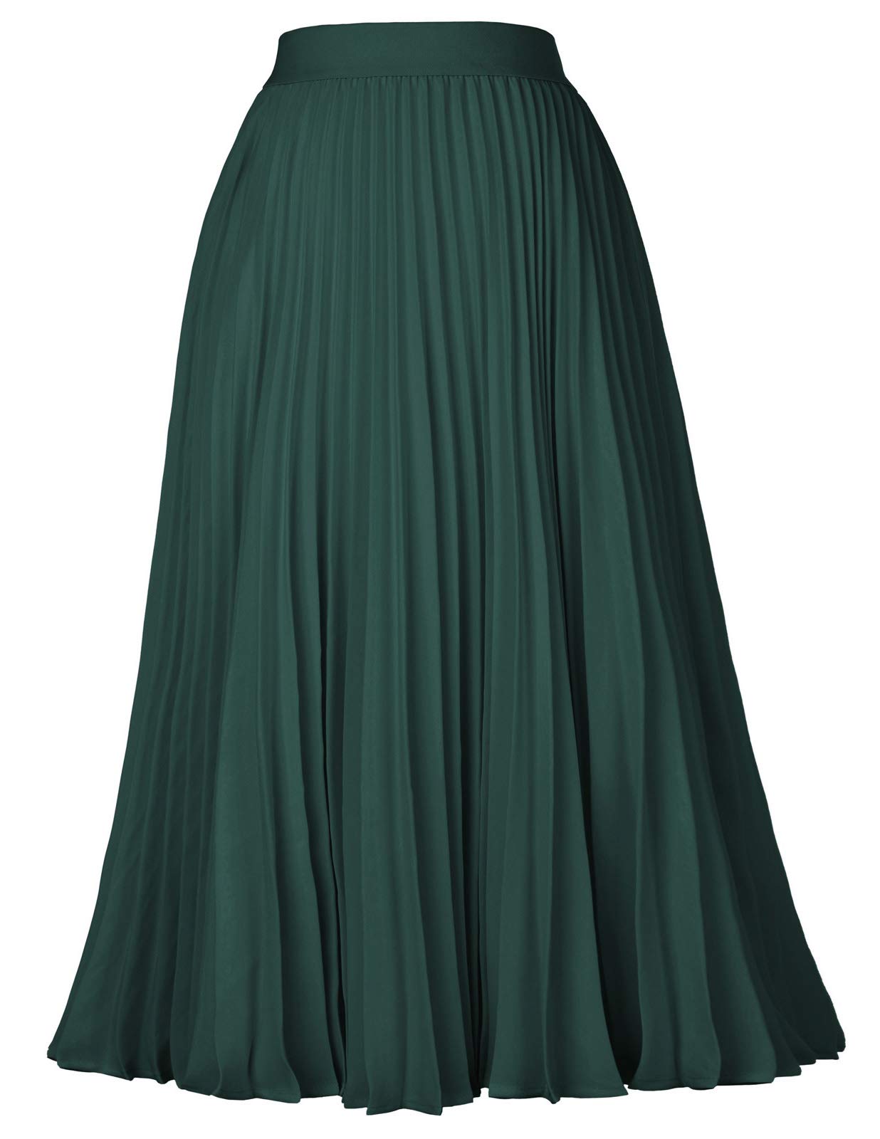Photo 1 of Casual Pleated Midi Skirt for T-Shirt Top Dark Green Size XL KK659-23