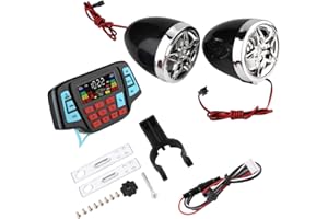 Qiilu Bluetooth Motorcycle Stereo Speakers,Waterproof Motorcycle BT MP3 Player o Stereo Speaker System USB Memory Card Carrier