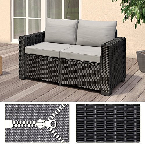 Koll Living 2-Sitzer San Diego in anthrazit, passend für Loungesets, Möbelsets und Gartenmöbel in offener Rattanoptik… – Bild 3