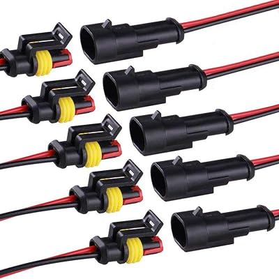 16 AWG 2 Pin Connector, 2 Wire Connector for Car, Truck, Boat, and Various Applications, Male and Female Wire Waterproof Connection (5 Kit)