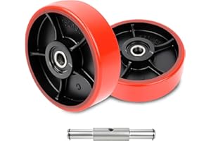 Maeklon A Pair of Pallet Jack, 7" x 2" Truck Steering Wheels Set, Bearings ID 20mm Poly Tread with Axle, for Pallet Trucks an