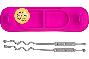 BUSY BABY Silicone Mini Mat - New and Improved Suction Cups, 2 Straps to Secure Baby Essentials, Self Feeding, Baby Led Weaning, Travel Wet Bag Included (Pink Mini)