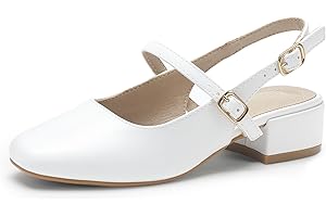 Hehainom Girls Heels Dress Shoes Mary Jane Chunky Low Heels Closed Square Toe Pumps Wedding Party Little Big Kids Shoes